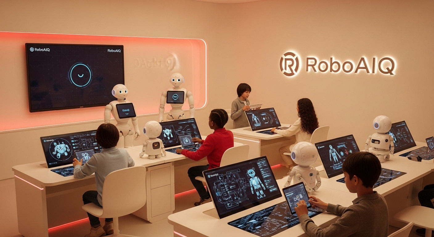 Global Robotics and AI curriculum in a modern robotics classroom