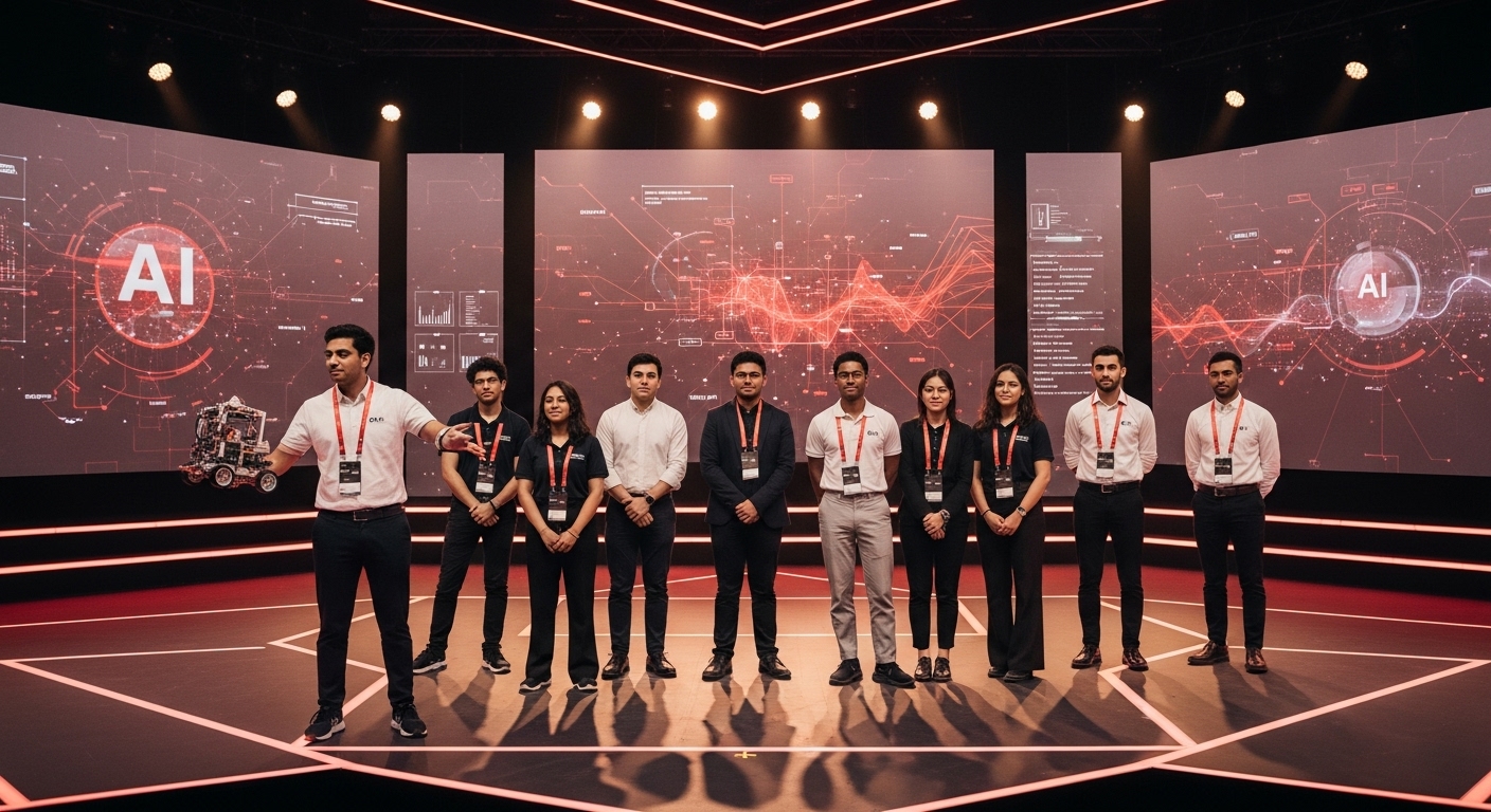 Global competition exposure with students participating on a robotics stage