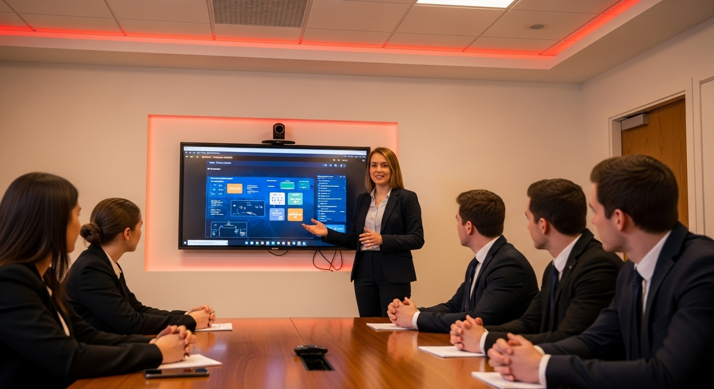 Leadership development with a student presenting confidently